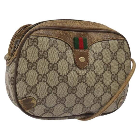 GUCCI GG Supreme Web Sherry Line Shoulder Bag Pvc Beige 89 02 066 - Picture 1 of 16